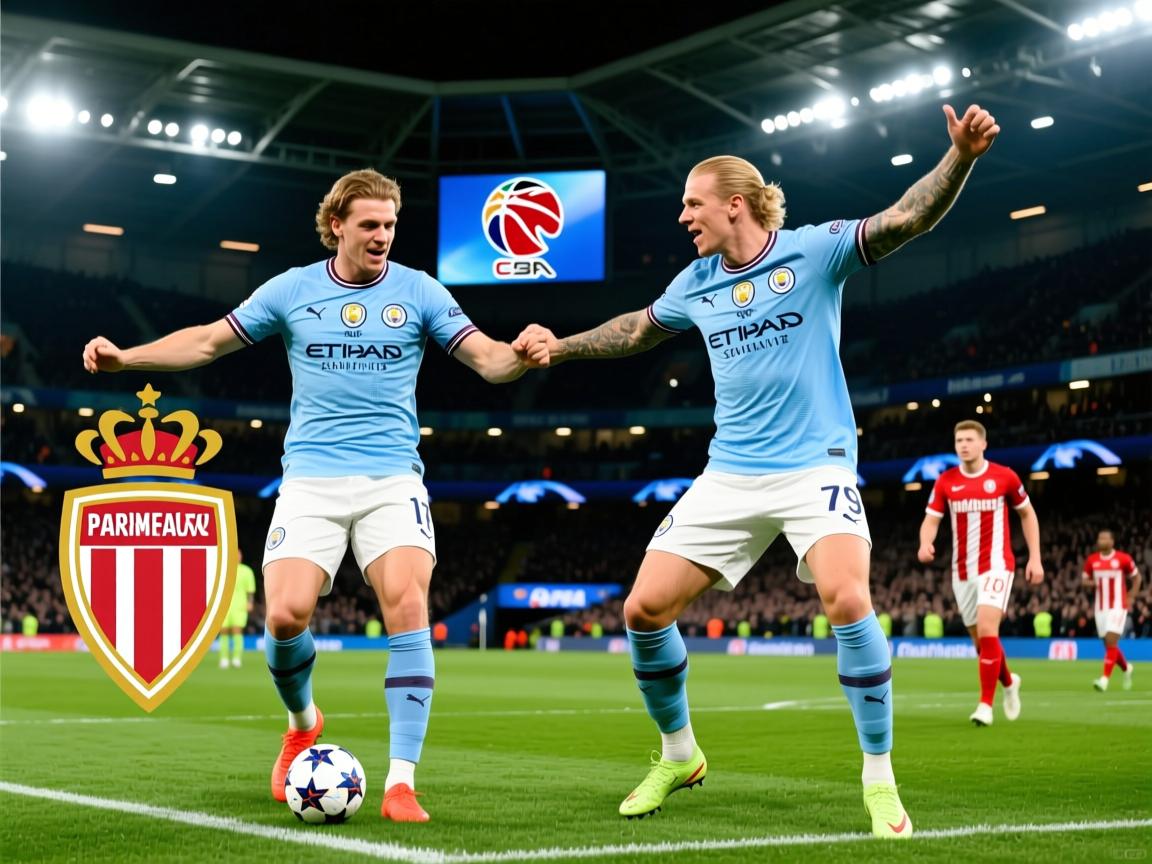 欧冠-哈兰德双响戴尔点射绝平曼城客场2-2摩纳哥的简单介绍